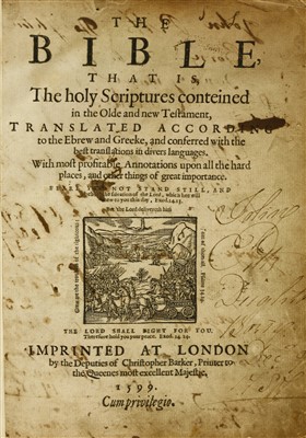 Lot 65 - THE BIBLE, dated 1599
