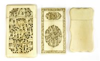 Lot 214 - Three Chinese Canton ivory card cases