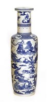 Lot 47 - A Chinese blue and white rouleau vase