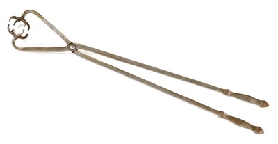 Lot 843 - A pair of George III steel log tongs