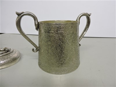 Lot 8 - An Indian silver two-handled sugar bowl and cover