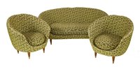 Lot 272 - A three-piece suite, 1950s, with original...