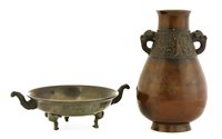 Lot 173 - A Chinese bronze vase and a bronze censer