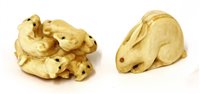Lot 358 - Two Japanese ivory netsuke