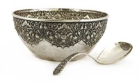 Lot 5 - A Thai silver bowl and a ladle