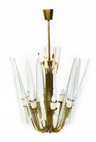 Lot 36 - A brass and cream-painted arrow chandelier