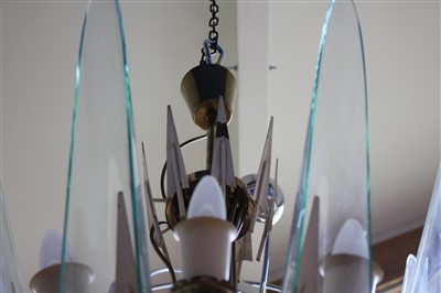 Lot 36 - A brass and cream-painted arrow chandelier