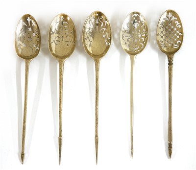 Lot 6 - Five silver mote spoons
