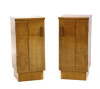 Lot 198 - A pair of Art Deco walnut and sycamore bedside cupboards