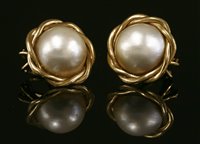 Lot 24 - A pair of 9ct gold mabe pearl earrings