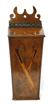 Lot 509 - A George III strung mahogany wall-mounted knife box