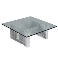 Lot 609 - A pair of aluminium and glass `radiator' coffee tables