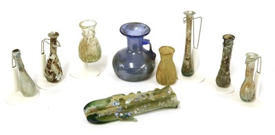 Lot 222 - Antiquities: nine Roman glass phials and containers