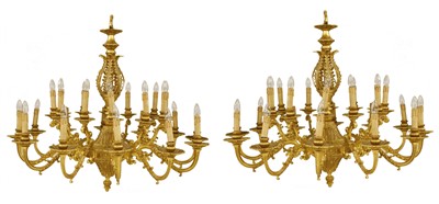 Lot 785 - A pair of large gilt metal twenty-four light electroliers