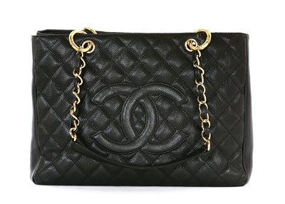 Lot 740 - A Chanel black Caviar Grand shopping tote GST