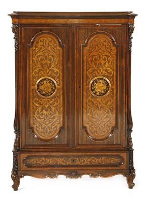 Lot 564 - A French rosewood and inlaid side cabinet