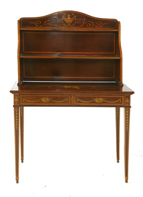 Lot 827 - An Edwardian mahogany and satinwood inlaid writing table