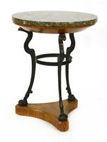 Lot 553 - A Regency oak, iron and marble-topped guéridon