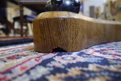 Lot 553 - A Regency oak, iron and marble-topped guéridon