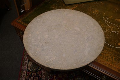 Lot 553 - A Regency oak, iron and marble-topped guéridon
