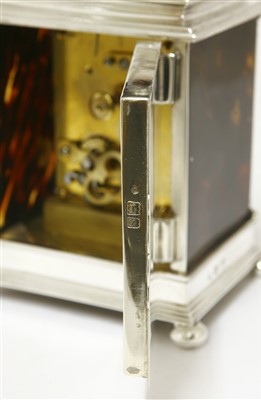 Lot 115 - A silver and tortoiseshell eight-day timepiece