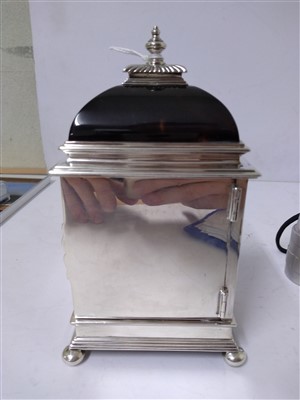 Lot 115 - A silver and tortoiseshell eight-day timepiece