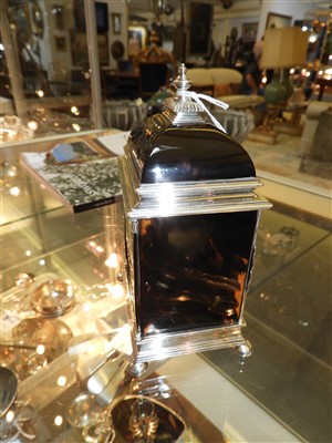 Lot 115 - A silver and tortoiseshell eight-day timepiece
