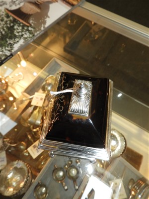 Lot 115 - A silver and tortoiseshell eight-day timepiece
