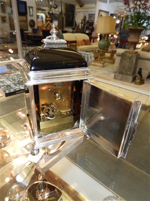 Lot 115 - A silver and tortoiseshell eight-day timepiece
