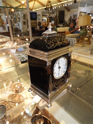 Lot 115 - A silver and tortoiseshell eight-day timepiece