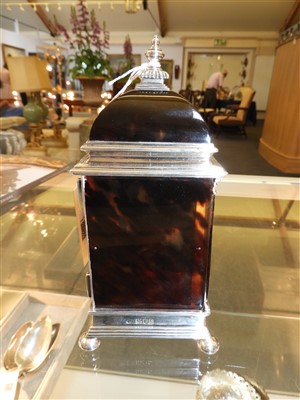 Lot 115 - A silver and tortoiseshell eight-day timepiece