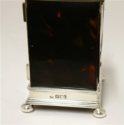 Lot 115 - A silver and tortoiseshell eight-day timepiece