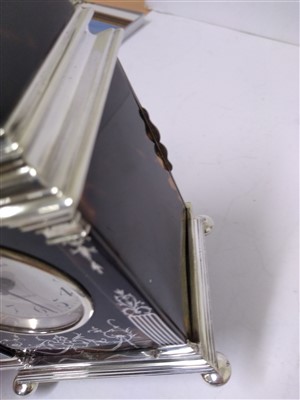 Lot 115 - A silver and tortoiseshell eight-day timepiece