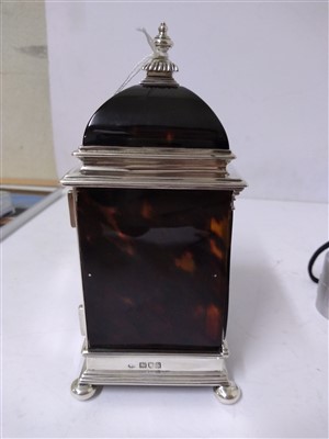 Lot 115 - A silver and tortoiseshell eight-day timepiece