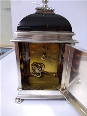 Lot 115 - A silver and tortoiseshell eight-day timepiece