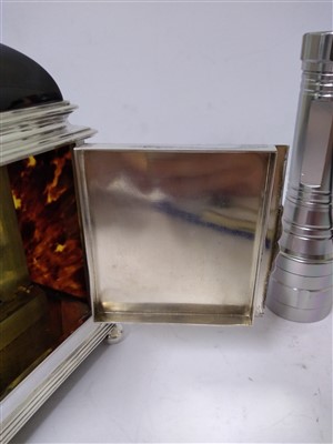 Lot 115 - A silver and tortoiseshell eight-day timepiece