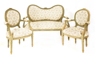 Lot 523 - A Louis XVI three-piece salon suite