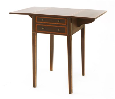 Lot 308 - An Edwardian strung and crossbanded mahogany drop-leaf table