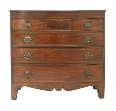 Lot 365 - A strung mahogany bow front chest of drawers