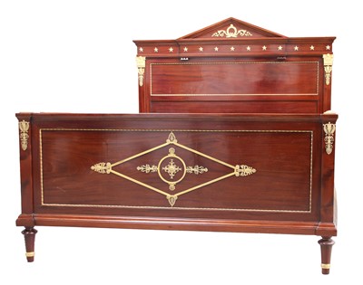 Lot 329 - A French mahogany double bed
