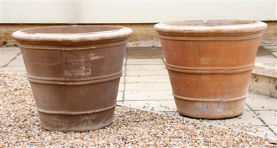 Lot 414 - A pair of large modern terracotta planters