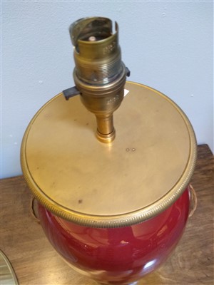 Lot 44 - Two similar modern sang-de-boeuf vase table lamps