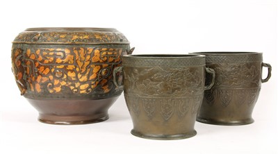 Lot 319 - A pair of Japanese bronze planters