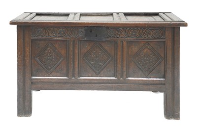 Lot 168 - An oak three-panelled coffer
