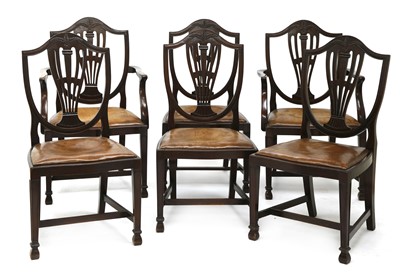 Lot 408 - A set of six Hepplewhite-style mahogany dining chairs