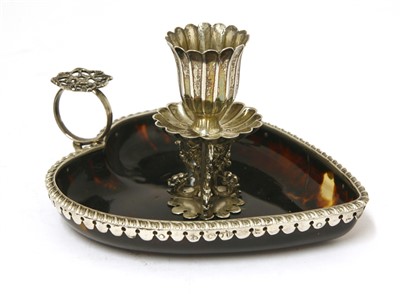 Lot 116 - A late Victorian silver-mounted tortoiseshell chamberstick