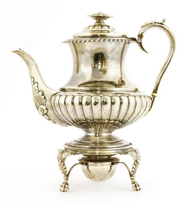 Lot 1 - A George lV silver coffee pot