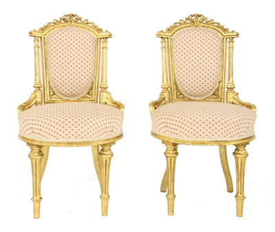Lot 539 - A pair of gilt side chairs