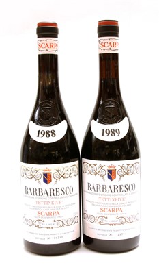 Lot 179 - Scarpa, Barbaresco, Tettineive, 1988, one bottle and 1989, one bottle