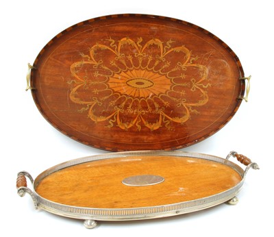 Lot 322 - An Edwardian inlaid mahogany oval tray